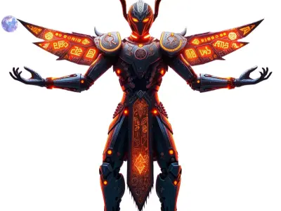 Neon Cyber Warrior model pack Low-poly 3D model