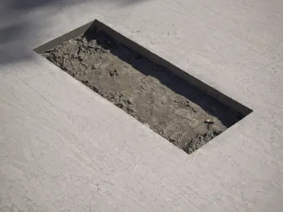 Concrete pit with sand Low-poly 3D model