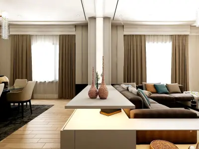 Living Hall Interior Scene Design 3D model