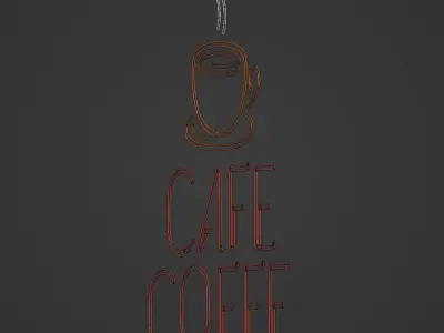 Cafe - Coffee Sign -- Neon Light Low-poly 3D model