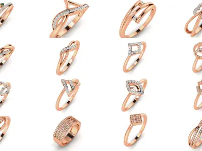 50  Ultra light wt minimalist Women Ring 3dm renders 3D Model Pack