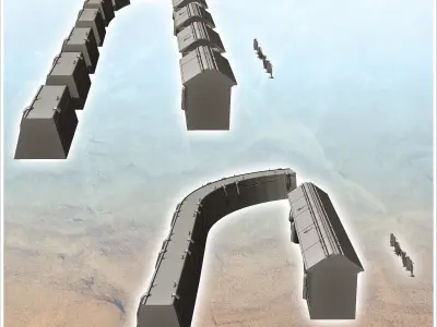 Set of futuristic protective walls and checkpoint barriers 17 -  3D print model