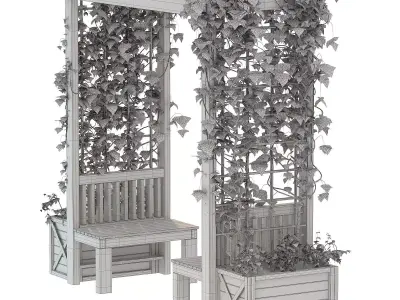 Wooden Garden Arbor 06 3D model