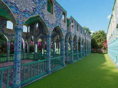 Mosque sitting arches 3D model