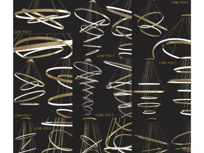 Chandelier collection low poly 3d models Low-poly 3D model