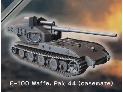 E-100 Waffentrager 128mm Pak 44 with casemate Entwicklung tank d 3D print model