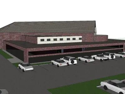 Architecture-Religion-God-Culture-Temple-0278 church with car... 3D model