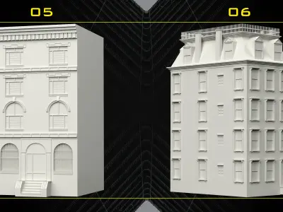 30 Detailed Building Base Mesh - Vol 07 Low-poly 3D model