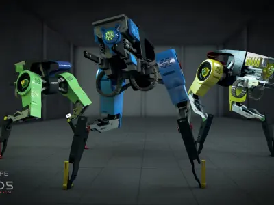 two legs robot animation 3D model