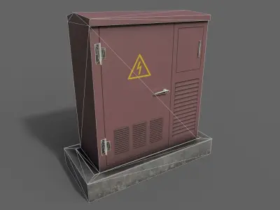 PBR Electric Box Red Low-poly 3D model