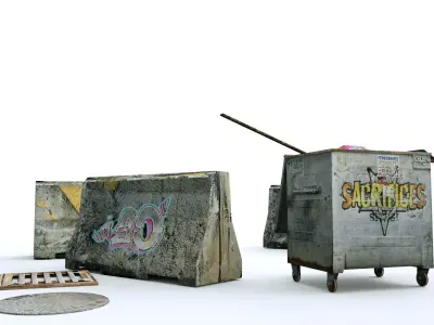 Street object set pack 3d model Low-poly 3D model