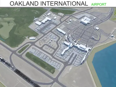 Oakland International Airport 10km Low-poly 3D model