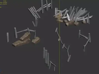 Broken - Fence 01 3D model