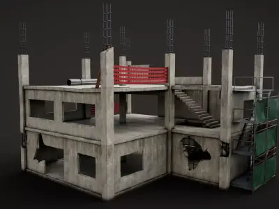 building construction of house Low-poly 3D model