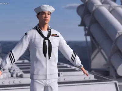  Asian Sailor US Navy A-Pose 
