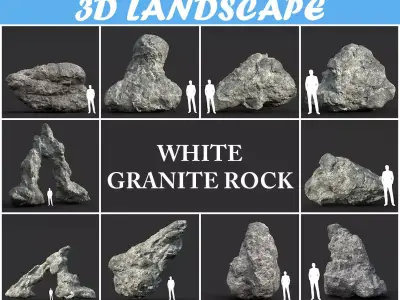 Low poly Damaged Granite Rock B 200101 Low-poly 3D model