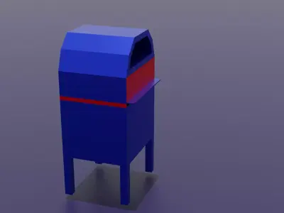Low Poly Old City Mailbox Stylized Street Prop for Games Low-poly 3D model