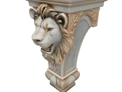 Marble Lion Head Architectural Corbel Low-poly 3D model
