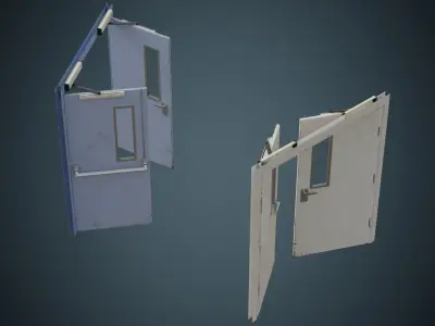 Hospital Door 1B Low-poly 3D model