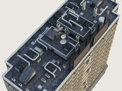 Building Skyscraper City Town Downtown Office Space Work Street Low-poly 3D model