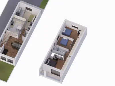 Two-story residential house 3D model