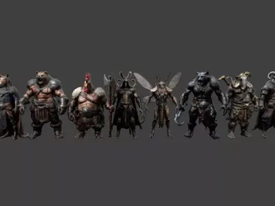 Animal Warrior Pack 4 Low-poly 3D model