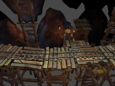 Fantasy Chess RPG Environment - Mining Dungeon Low-poly 3D model