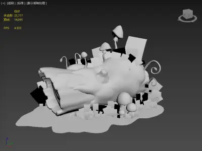 Stylish moss logs Low-poly 3D model