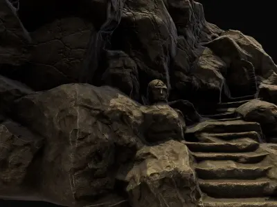 mountain rock Low-poly 3D model