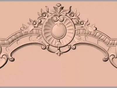 Furniture decorative flower 3D STL model for CNC carving E052 3D model