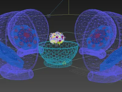 Wooden Chair and Table 3D model