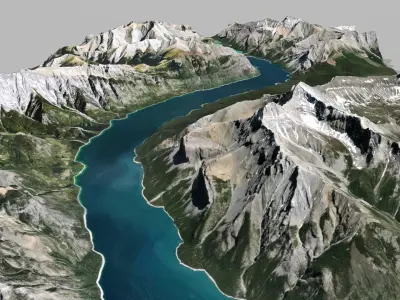 Lake Minnewanka Stewart Canyon Anthracite Alberta Canada 3D model