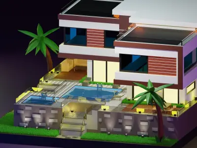 Modern House Low-poly 3D model