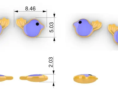 Bird Enamel Stud 3D print model