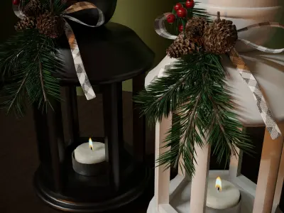 Cristmas flashlights with candles 3D model