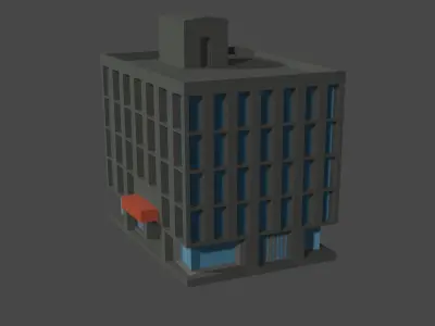 Workplace office building Free low-poly 3D model