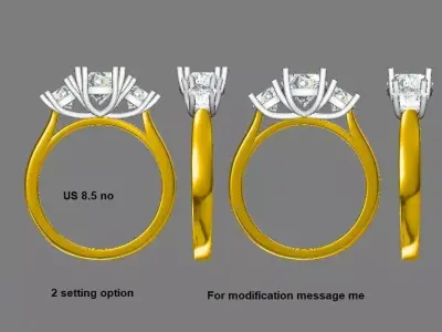 3 solitaire Ring 3D print model