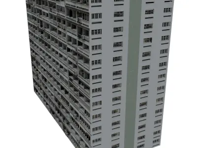 Asian Block of flats Low-poly 3D model