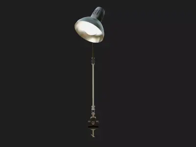 Simple low poly desk lamp with table clamp 3d model Low-poly 3D model