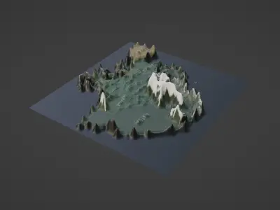 Europe Map Topography  Low-poly 3D model