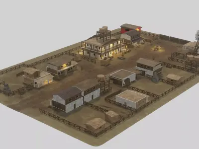 Asset Western town building  Low-poly 3D model