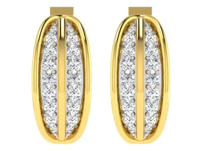 Light Weight Yellow Gold Diamond Earring EZ BI-23 3D print model
