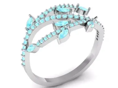 silver ring with turquoise gems a symbol of nature 3D print model
