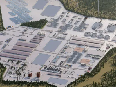 Water treatment plant-Water and Sewage Treatment Plants Factory 3D model