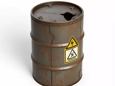 Rusty Damaged Industrial Barrel Prop Low-poly 3D model