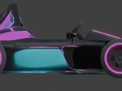 Cyberpunk Neon Go Kart 3D Model v02 Low-poly 3D model