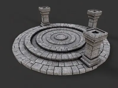 Ancient Circular Stone Platform Altar 3 Low-poly 3D model