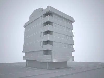 Apartment building at dusk 3D model