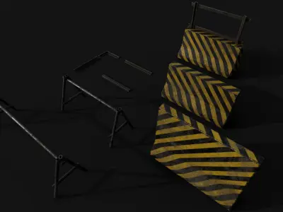 Metal and Concrete Barriers Free low-poly 3D model