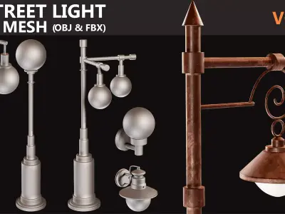63 STREET LIGHT BASE MESH VOL01  Low-poly 3D model
